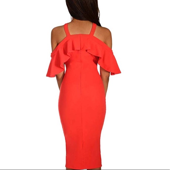 ruffle off the shoulder bodycon dress - Picture 3 of 4